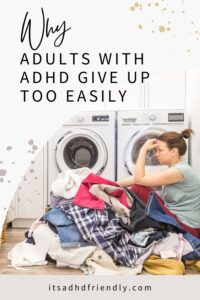 adhd woman giving up easily with laundry