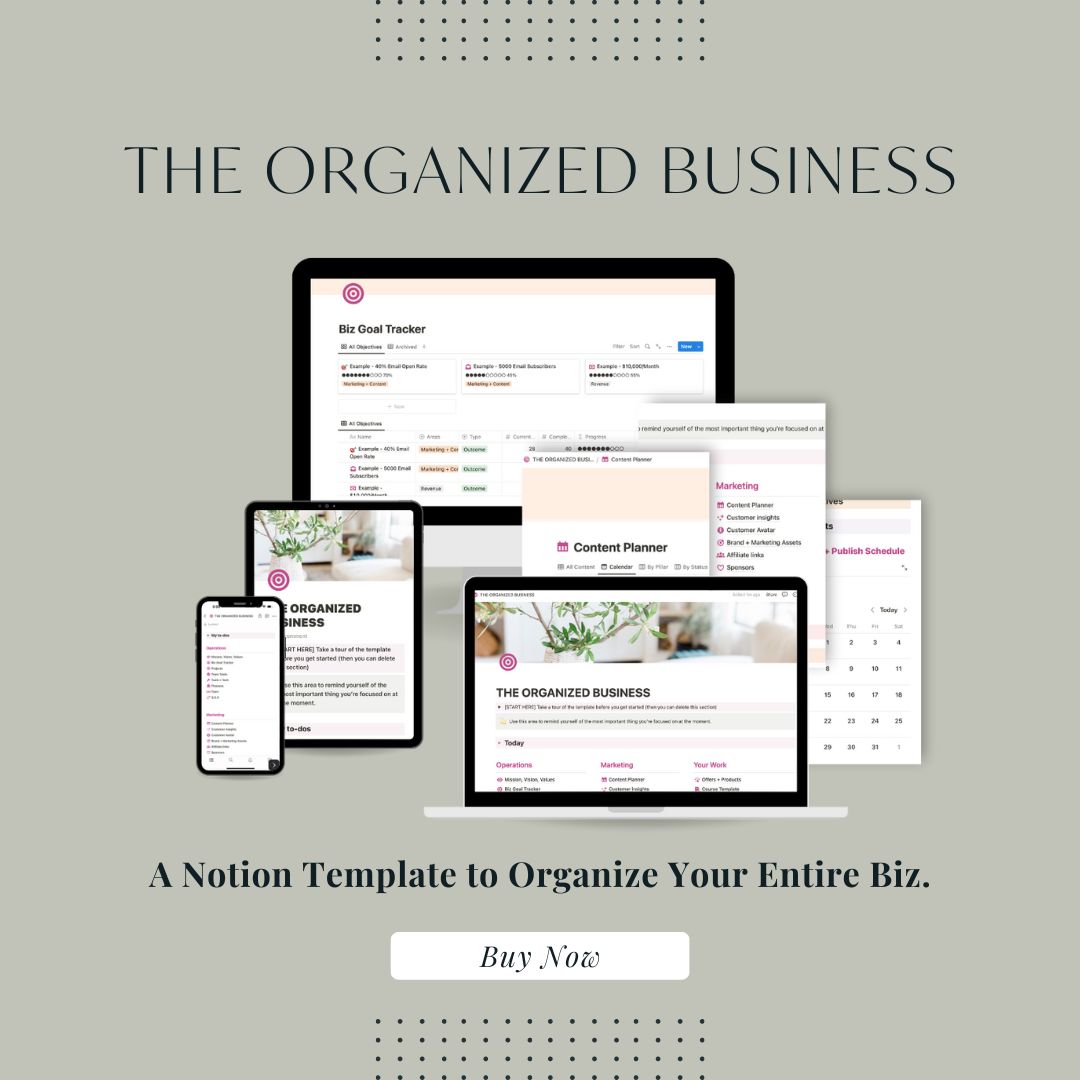 Notion template for small business adhd