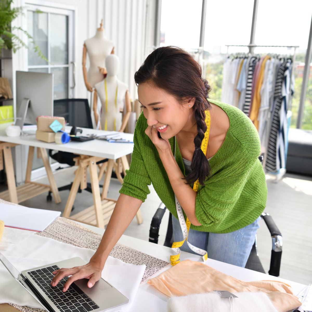 woman following through with her tasks on a computer